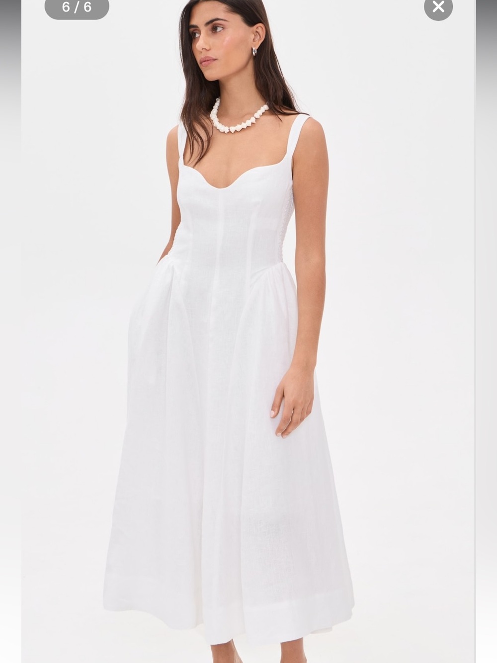 NWT Reformation White Birdie Linen Midi Dress Size 6 Bridal Vacation